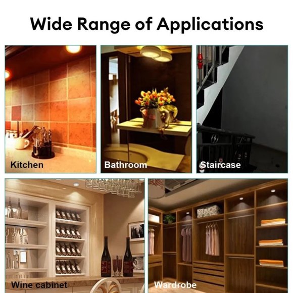 Lot Of 4 LED Night Light Push Stick On Wireless Closet Cordless Battery Operated - Picture 8 of 11